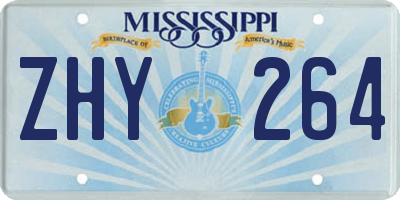 MS license plate ZHY264