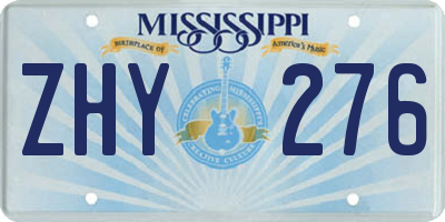MS license plate ZHY276
