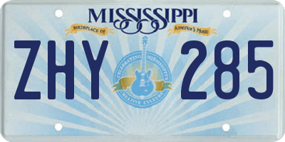 MS license plate ZHY285