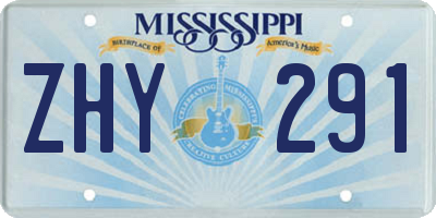 MS license plate ZHY291