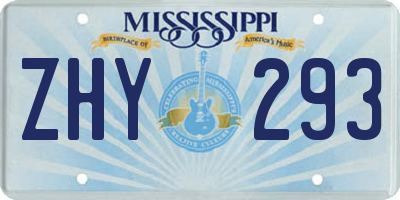 MS license plate ZHY293