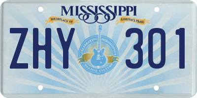 MS license plate ZHY301