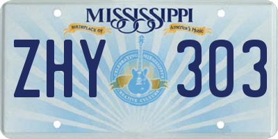 MS license plate ZHY303