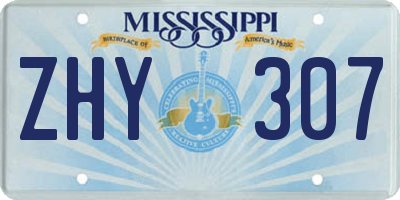MS license plate ZHY307