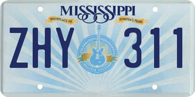 MS license plate ZHY311