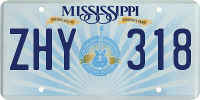 MS license plate ZHY318