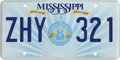 MS license plate ZHY321