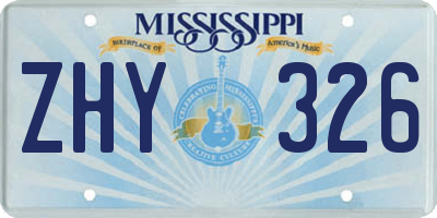 MS license plate ZHY326