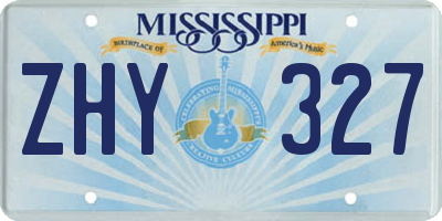 MS license plate ZHY327