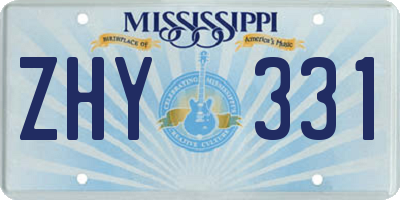 MS license plate ZHY331