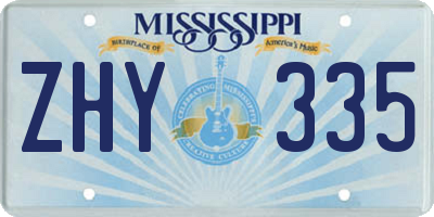 MS license plate ZHY335