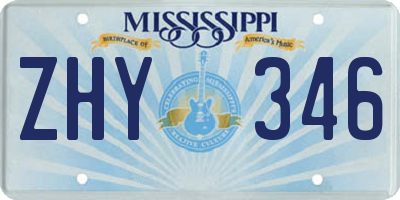 MS license plate ZHY346