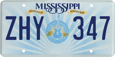 MS license plate ZHY347