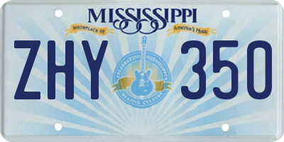 MS license plate ZHY350