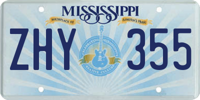 MS license plate ZHY355