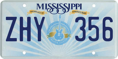 MS license plate ZHY356