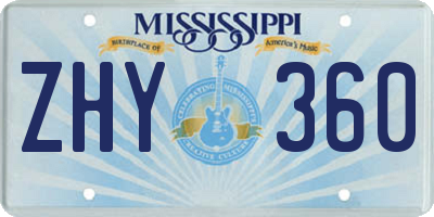 MS license plate ZHY360