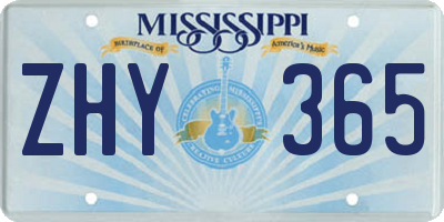 MS license plate ZHY365