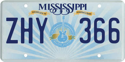 MS license plate ZHY366