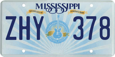 MS license plate ZHY378