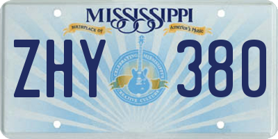 MS license plate ZHY380