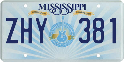 MS license plate ZHY381