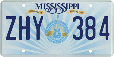 MS license plate ZHY384
