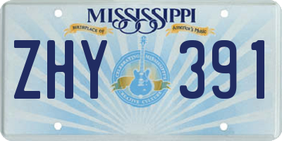 MS license plate ZHY391