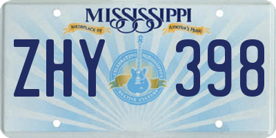 MS license plate ZHY398