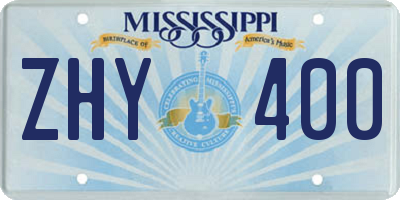 MS license plate ZHY400