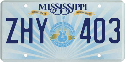 MS license plate ZHY403