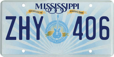 MS license plate ZHY406