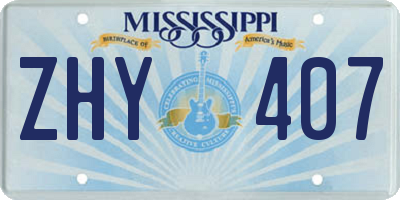 MS license plate ZHY407
