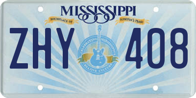MS license plate ZHY408