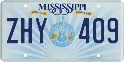 MS license plate ZHY409