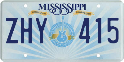 MS license plate ZHY415
