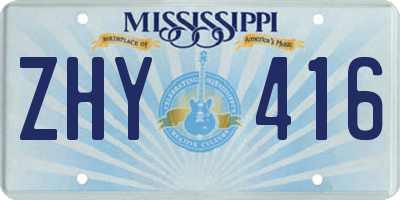 MS license plate ZHY416