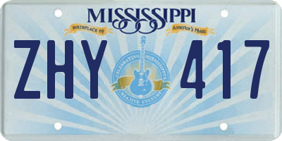MS license plate ZHY417