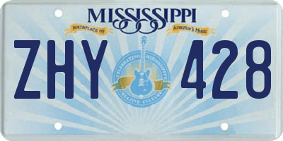 MS license plate ZHY428