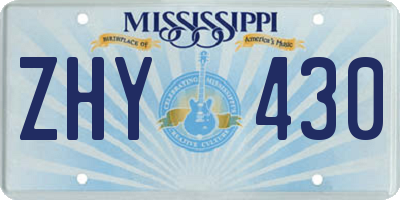 MS license plate ZHY430