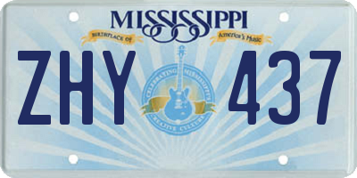 MS license plate ZHY437