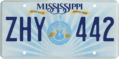 MS license plate ZHY442