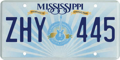 MS license plate ZHY445