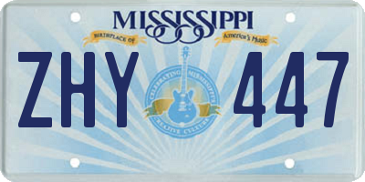 MS license plate ZHY447