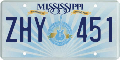 MS license plate ZHY451