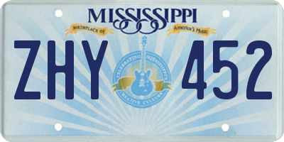MS license plate ZHY452