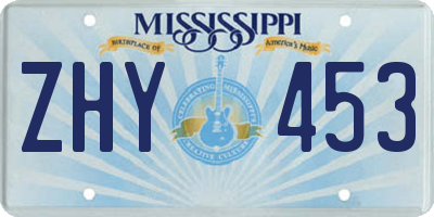 MS license plate ZHY453