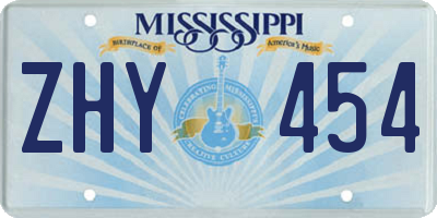 MS license plate ZHY454