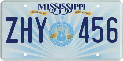 MS license plate ZHY456