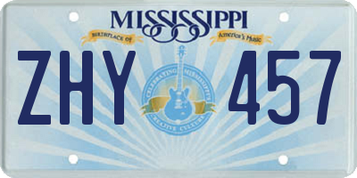 MS license plate ZHY457